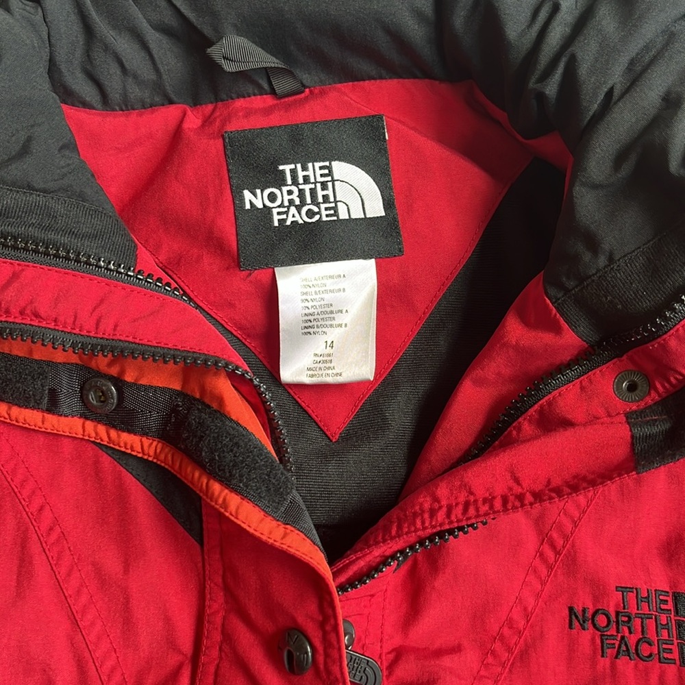 The North Face Size 14 Vintage Extreme Light Red + Black Ski Jacket Coat Pit Zip